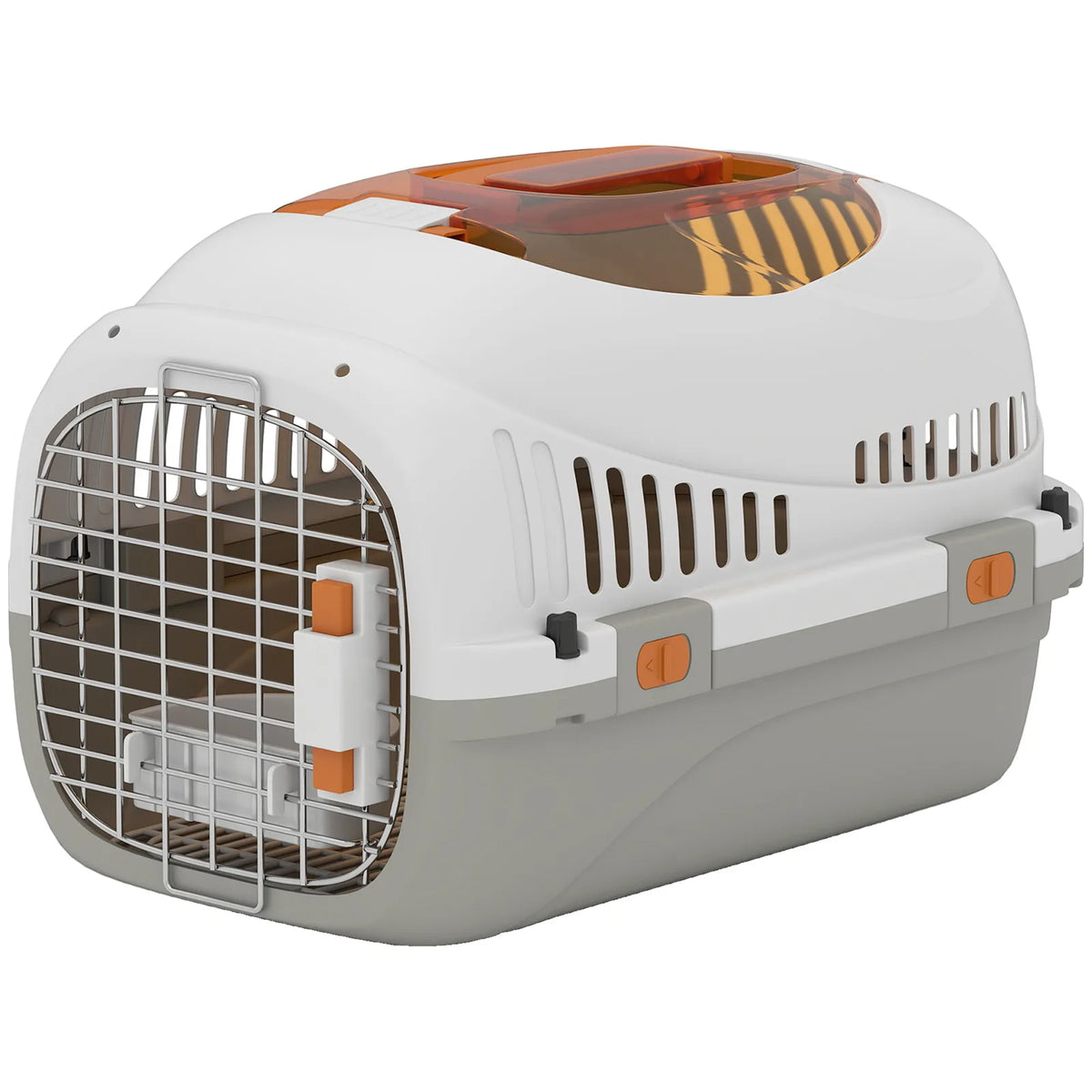 PawHut Hard Shell Pet Carrier for Cats and Small Dogs up to 4kg – Steel Door, Secure Lock, Feed Bowl
