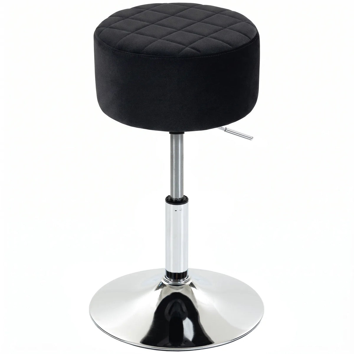 HOMCOM Adjustable Swivel Bar Stool with Velvet-Feel Padded Seat and Round Base – Kitchen Breakfast Stool, Black