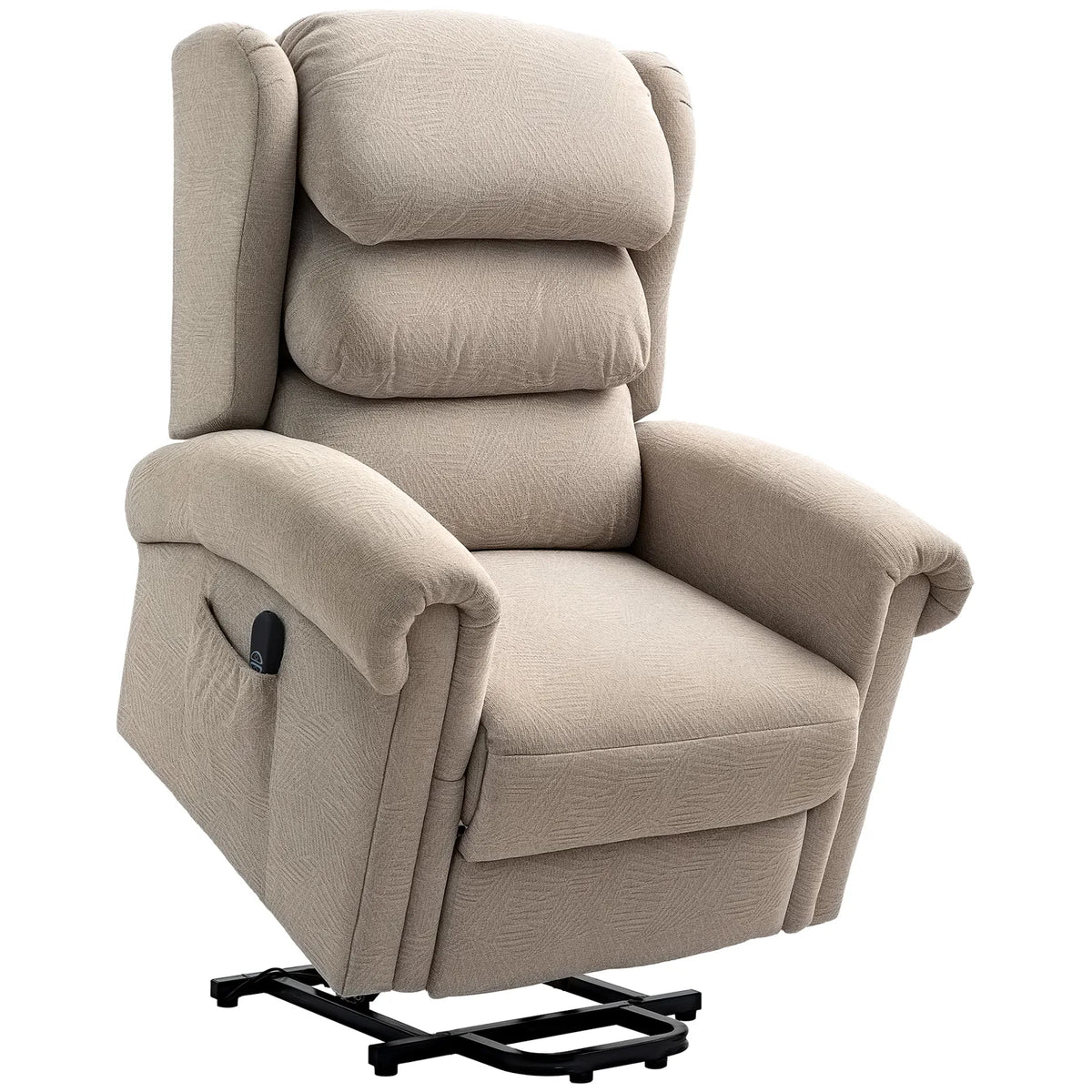 HOMCOM Velvet-Feel Electric Riser Recliner Chair with Footrest & USB Port – Power Lift Armchair, Khaki