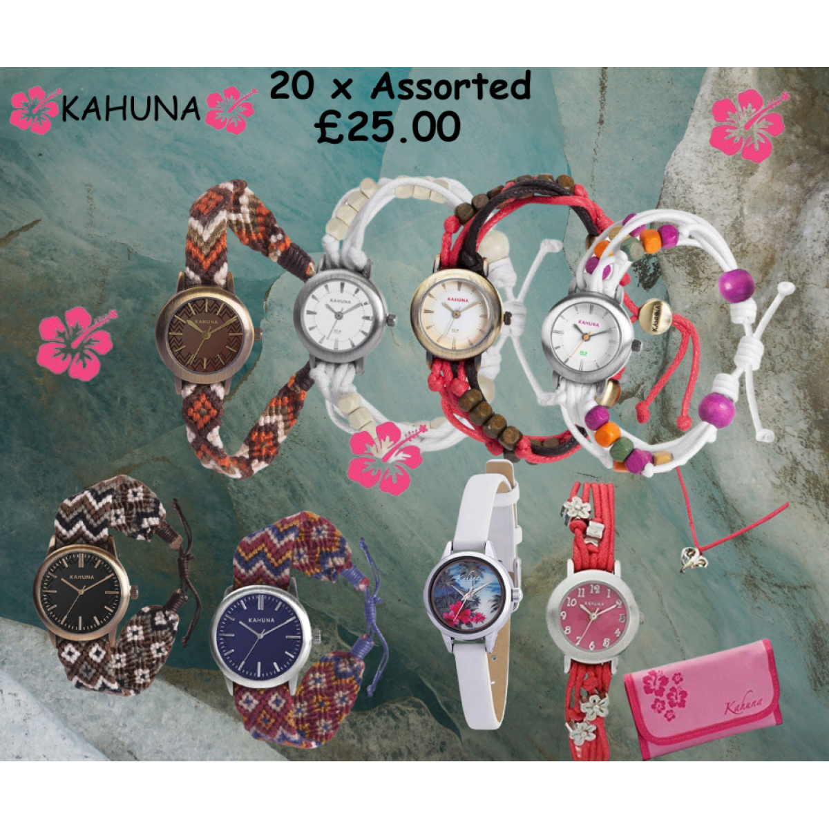Kahuna Multi-Colour Braided Friendship Bracelet Watch with Easy Fastener – Fashion Watch with Gift Box