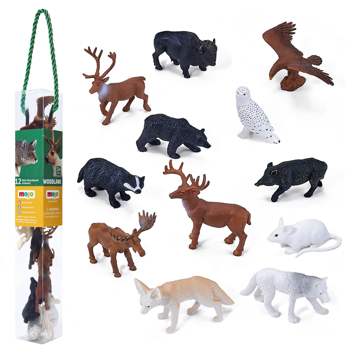 MOJO Mini Woodland Animal Figures Playset – 12-Piece Mini Worlds Tube Set