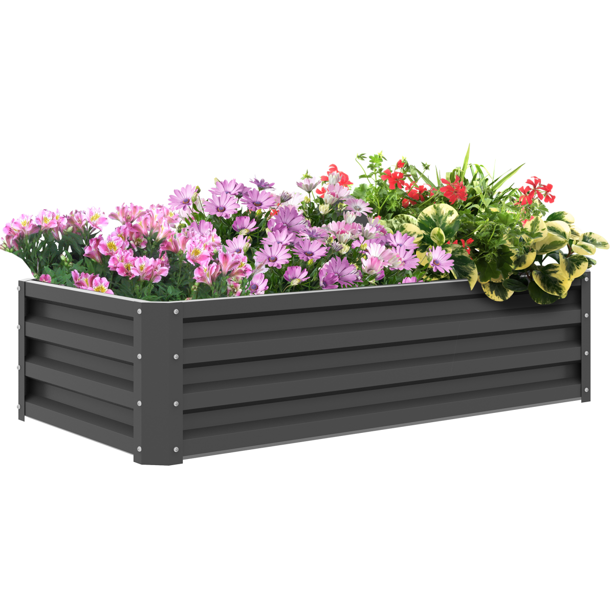 Outsunny Steel Raised Garden Bed with 30.5cm Panels – Elevated Planter Box for Flowers and Plants, Light Grey