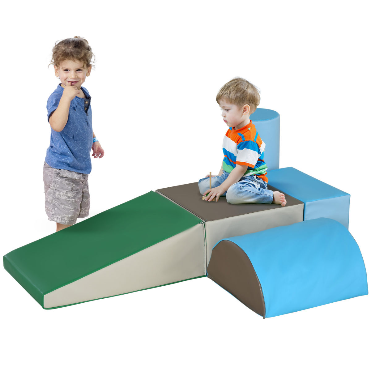 HOMCOM 5 Piece Soft Foam Play Set – Climb and Crawl Activity Blocks for Toddlers Aged 1-3