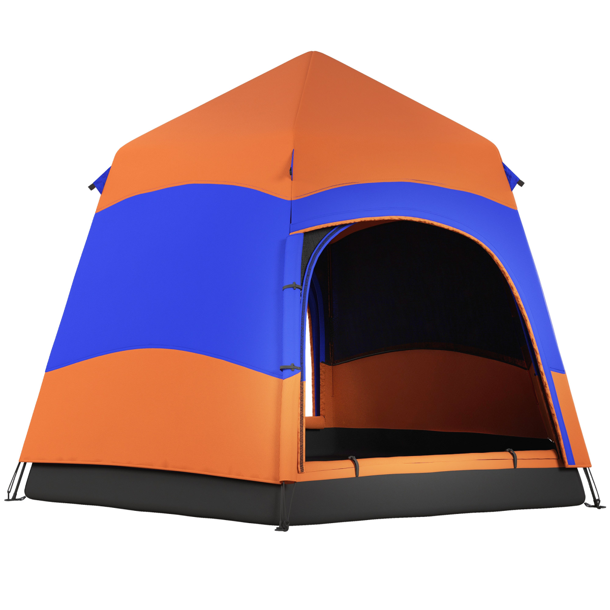 Outsunny 4 Person Pop Up Hexagon Tent with Mesh Windows – Portable Family Camping & Festival Shelter