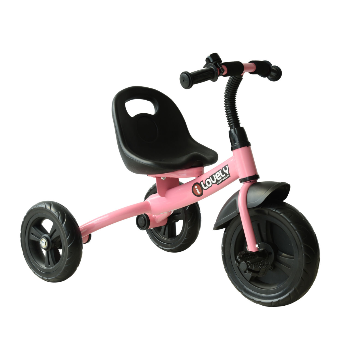 HOMCOM Toddler Tricycle with Metal Frame, Adjustable Seat and Splash Guard – Kids Trike, Pink