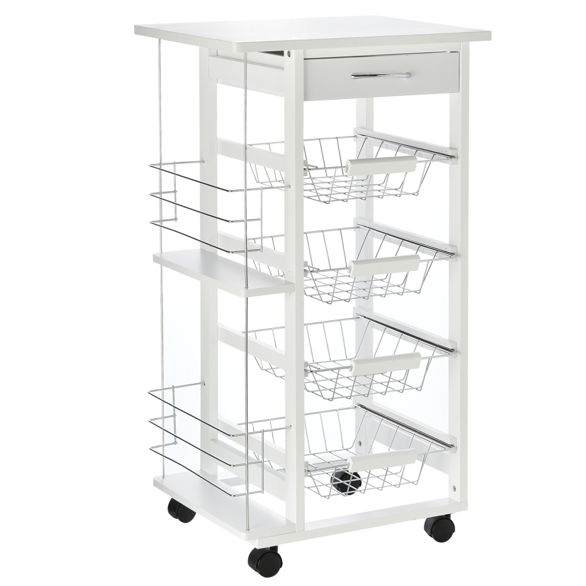 White multifunction kitchen island trolley