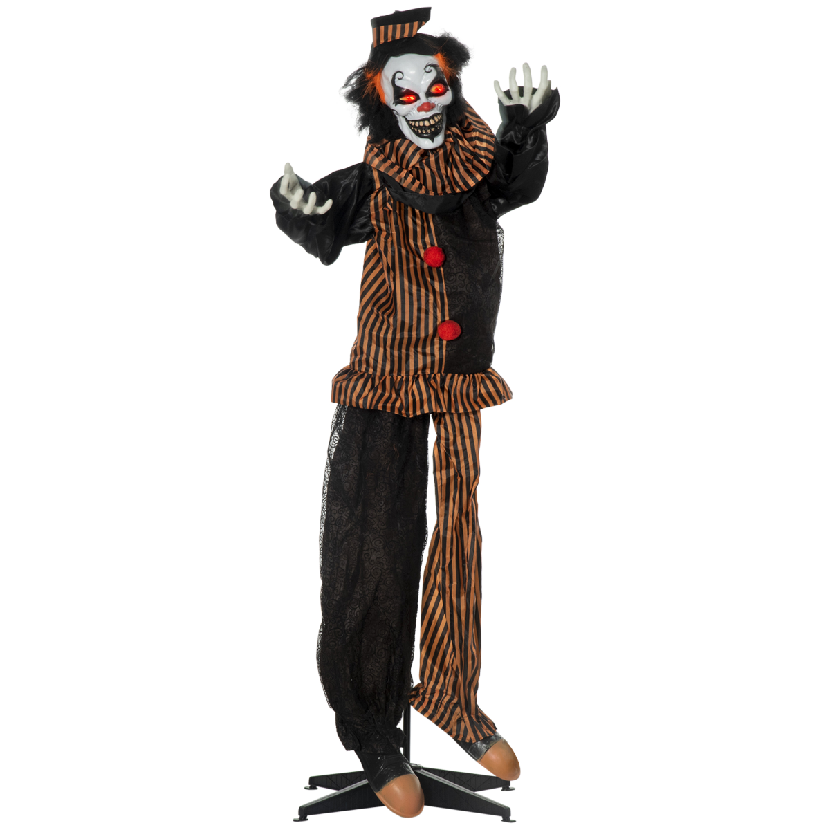 HOMCOM 67 Inch Life Size Halloween Talking Circus Clown with Light-Up Eyes and Laughter – Indoor/Covered Outdoor