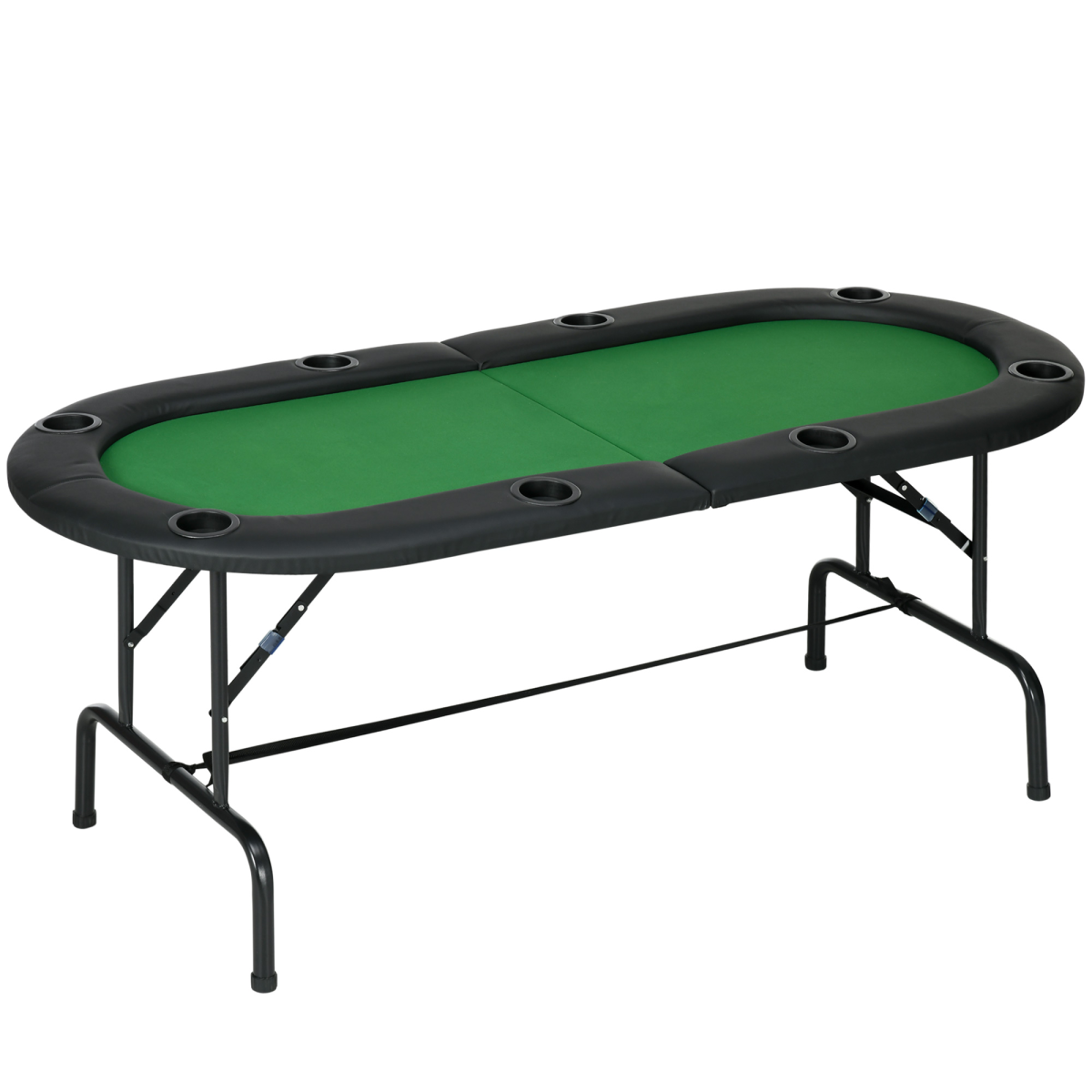 HOMCOM Foldable Poker Table for 8 Players with Game Trays & Drink Holders – Casino Games, Home and Pub