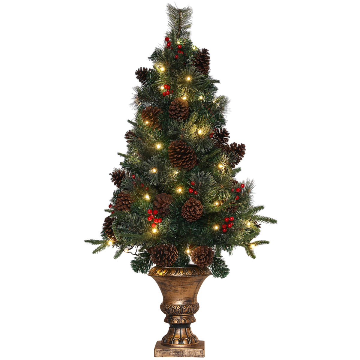 HOMCOM 4ft Artificial Christmas Tree with 60 Warm White LED Lights, Remote & Timer – Indoor Festive Decor, Green