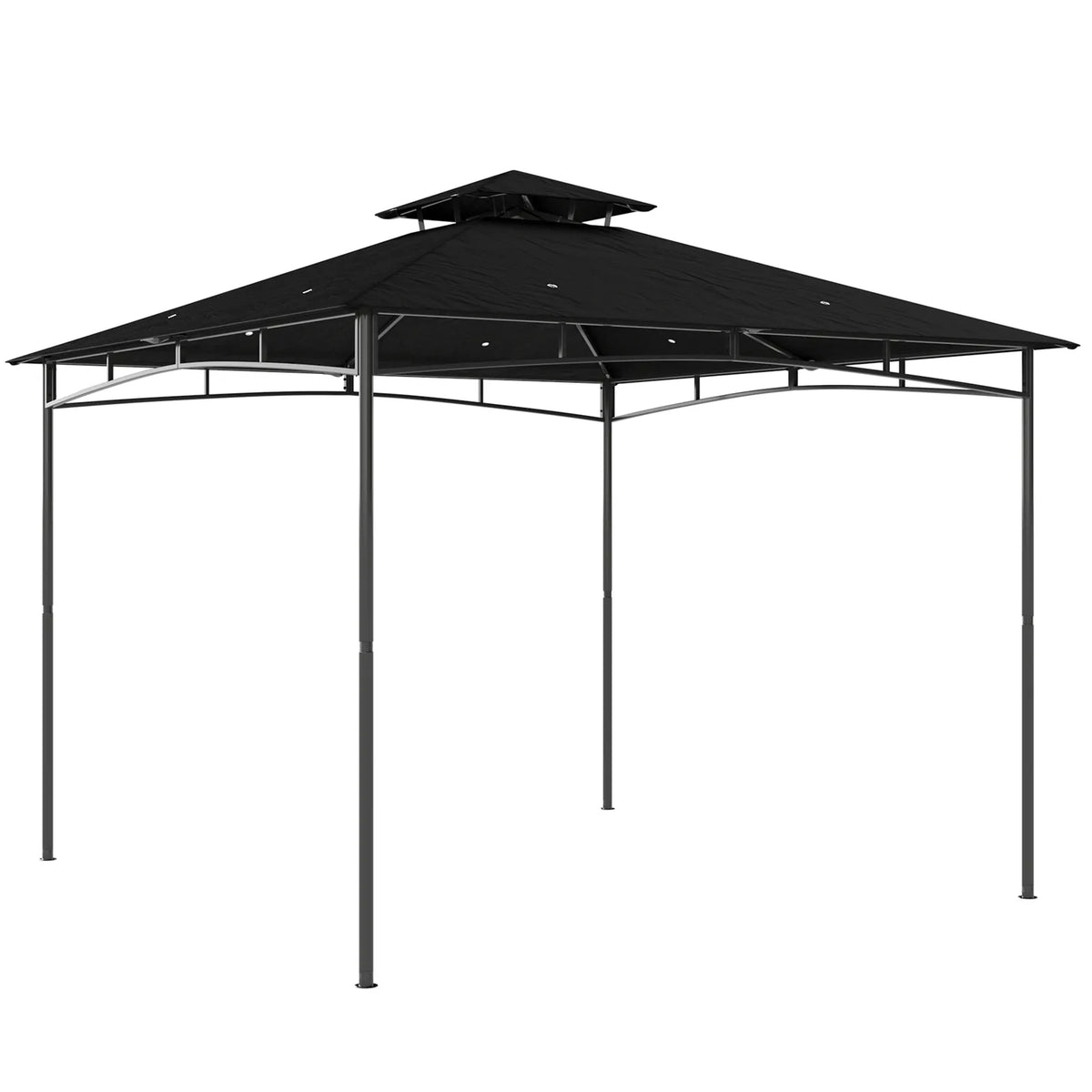 Outsunny 3 x 3 m Garden Gazebo with 2-Tier Roof, Waterproof UPF50 Fabric and Metal Frame – Patio Canopy, Black