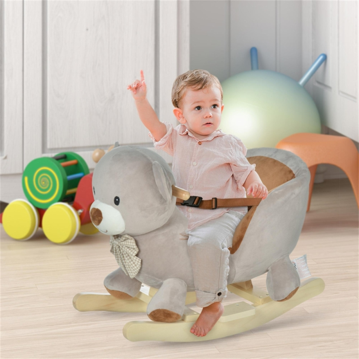 Brown baby rocking bear with sounds