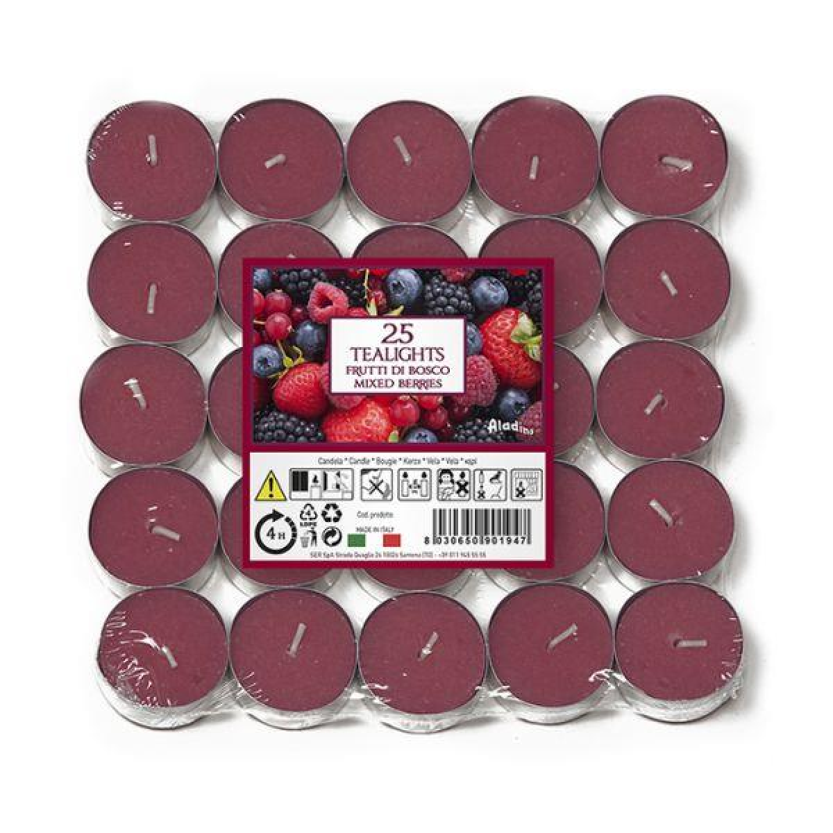 Price's Petali Mixed Berries Tealights, Pack of 25 – Fully Fragranced Wax Candles for Everyday Use