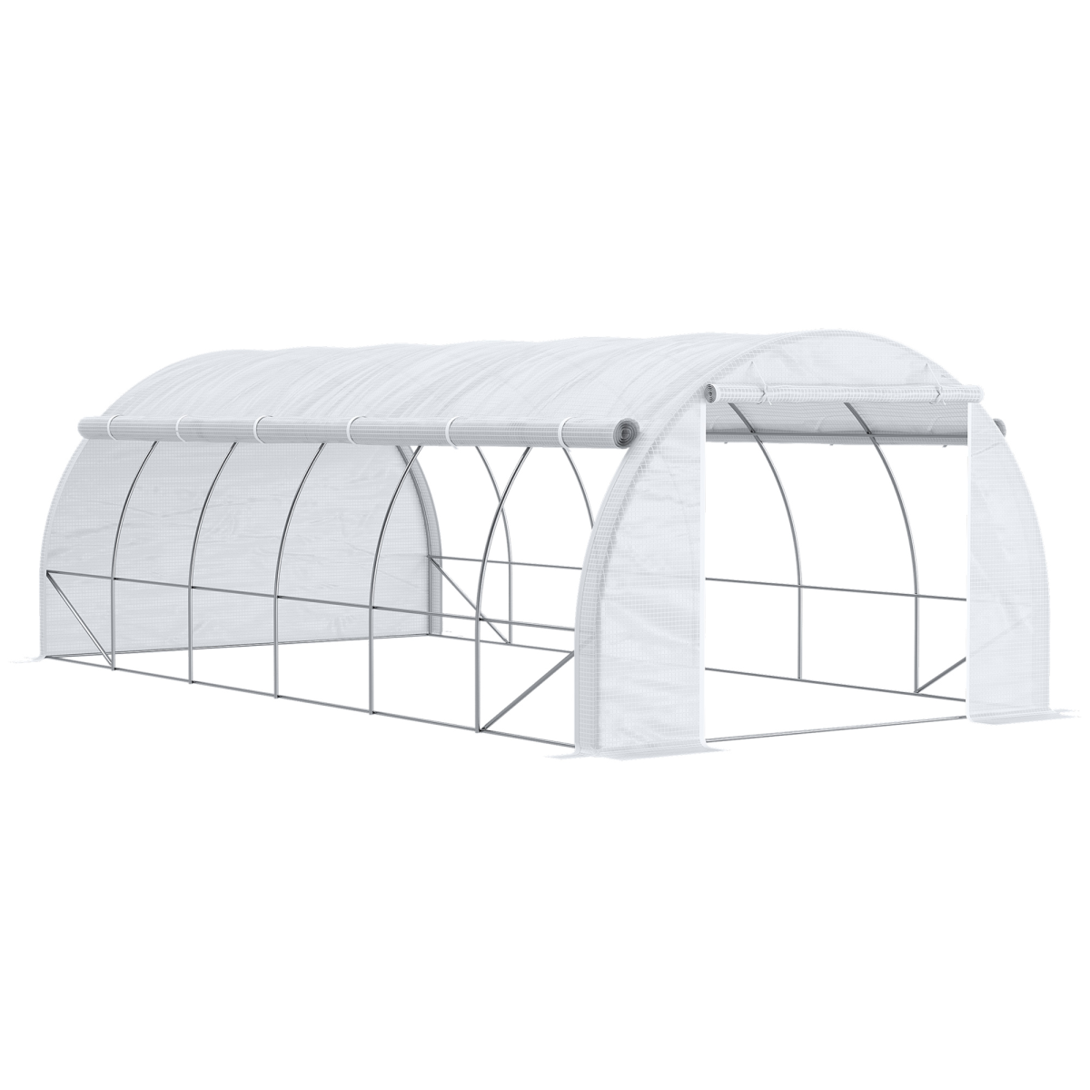 Outsunny 6 x 3 x 2m Walk-In Polytunnel Greenhouse with Galvanised Steel Frame and Roll-Up Windows