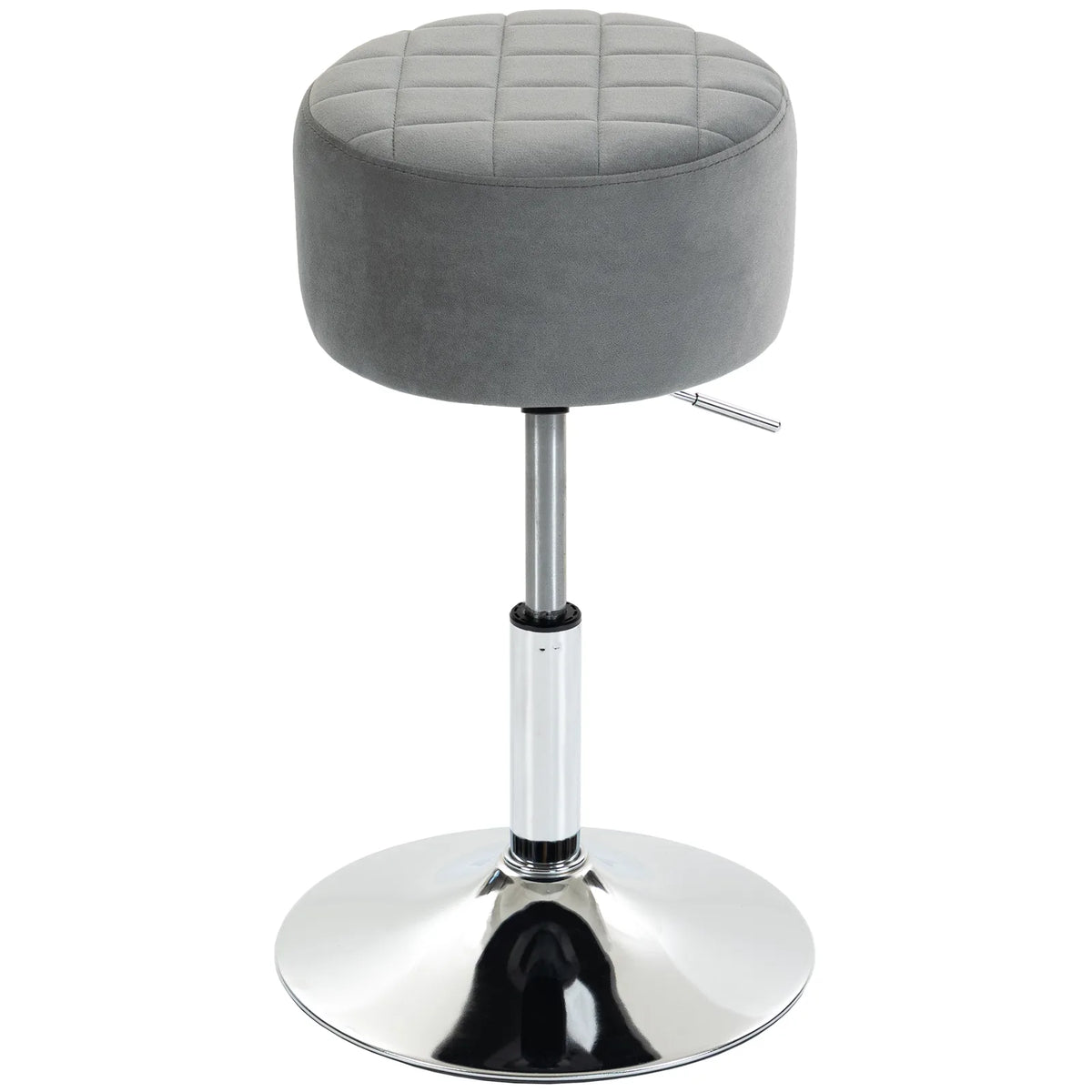 HOMCOM Adjustable Swivel Bar Stool with Velvet-Feel Padded Seat – Single Kitchen Breakfast Barstool, Grey