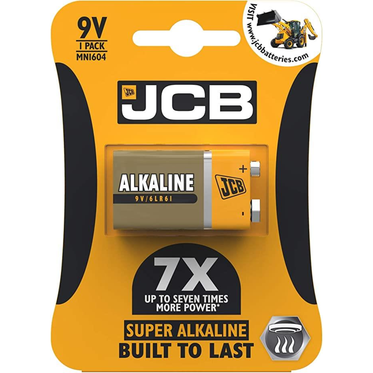 JCB PP3 Super Alkaline Battery – Reliable Power for High & Medium Drain Devices, 1 Per Card