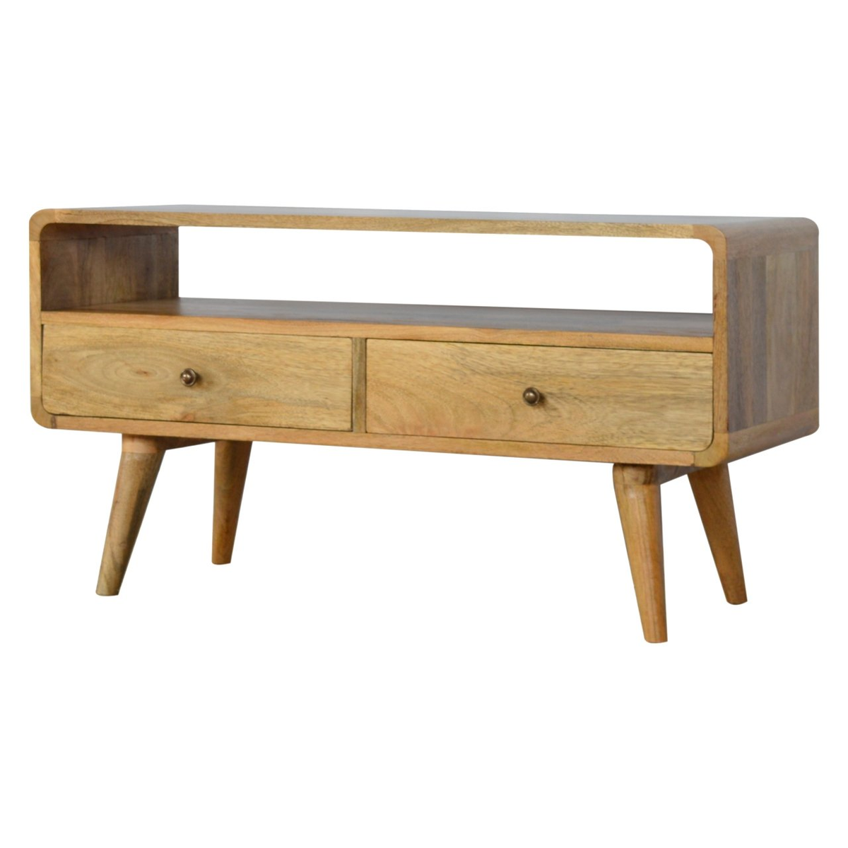 Artisan curved solid wood media unit