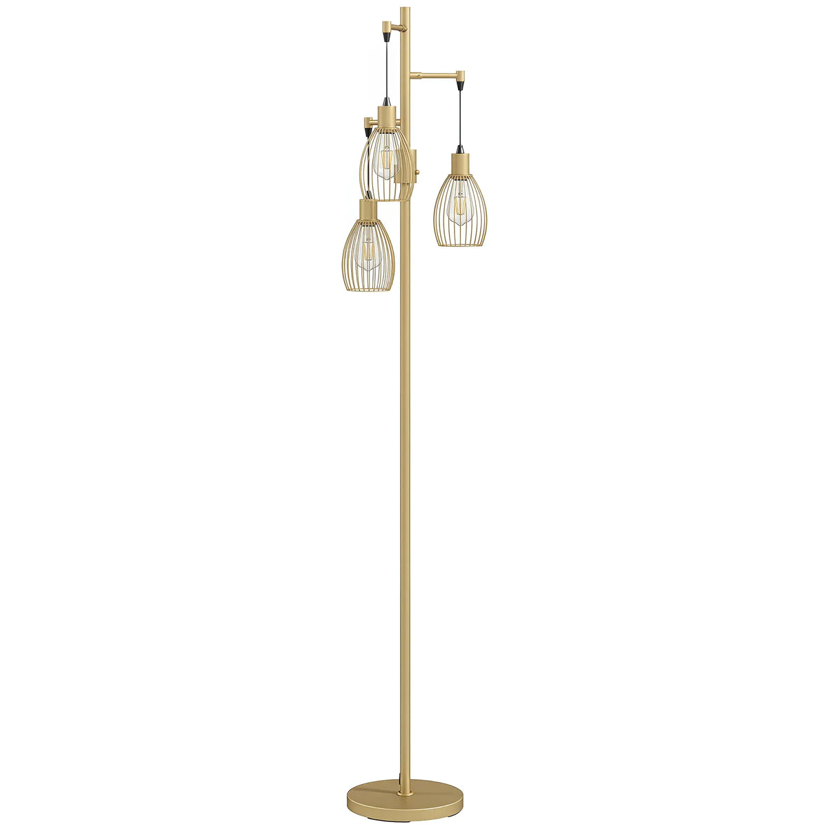 HOMCOM 170cm Dimmable 3-Light Cage Floor Lamp