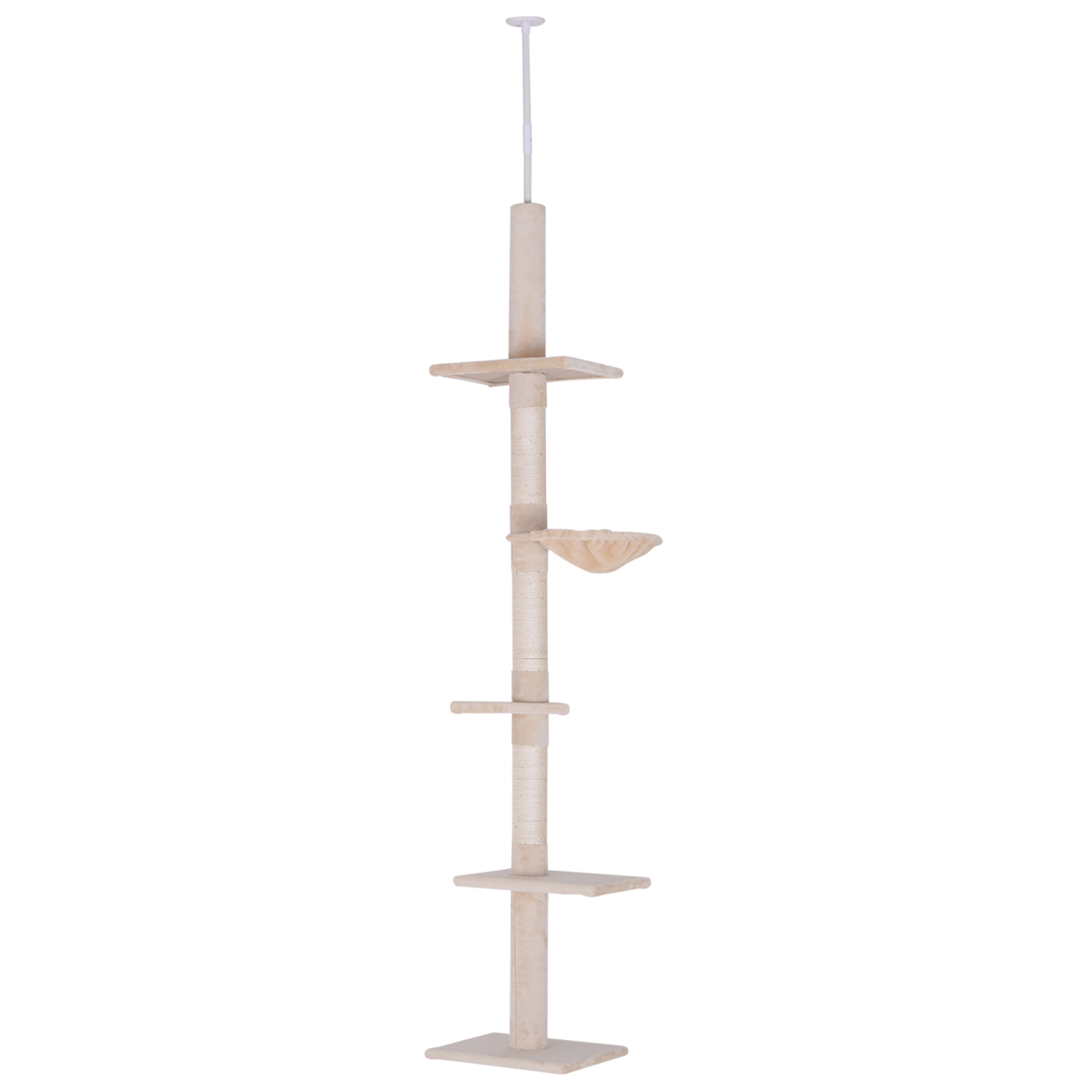 Pawhut 5-Tier Floor to Ceiling Cat Tree with Scratching Post – Activity Tower, Adjustable 230–260cm