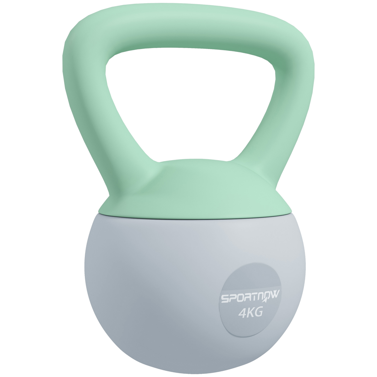 SPORTNOW 4kg Soft Kettlebell with Non-Slip Ergonomic Handle & Flat Base – Home Gym Weight, Grey and Green