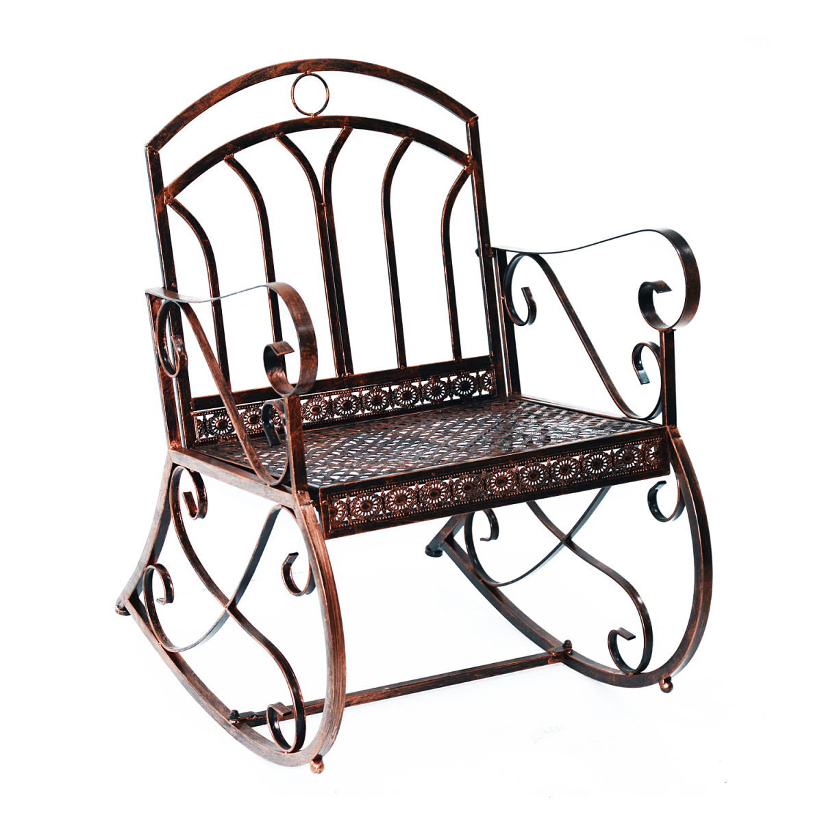 Outsunny Metal Rocking Chair with Armrests & Extra-Wide Seat – Garden Porch Rocker, Bronze Finish