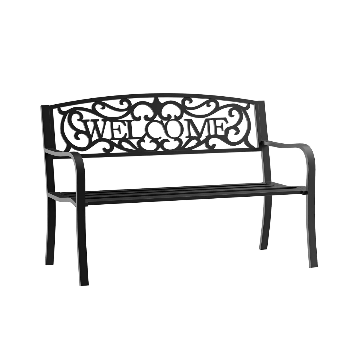 Outsunny 2-Seater Steel Glider Bench with Breathable Mesh Seat – Garden & Patio Seating, 126 x 60 x 85 cm, Black