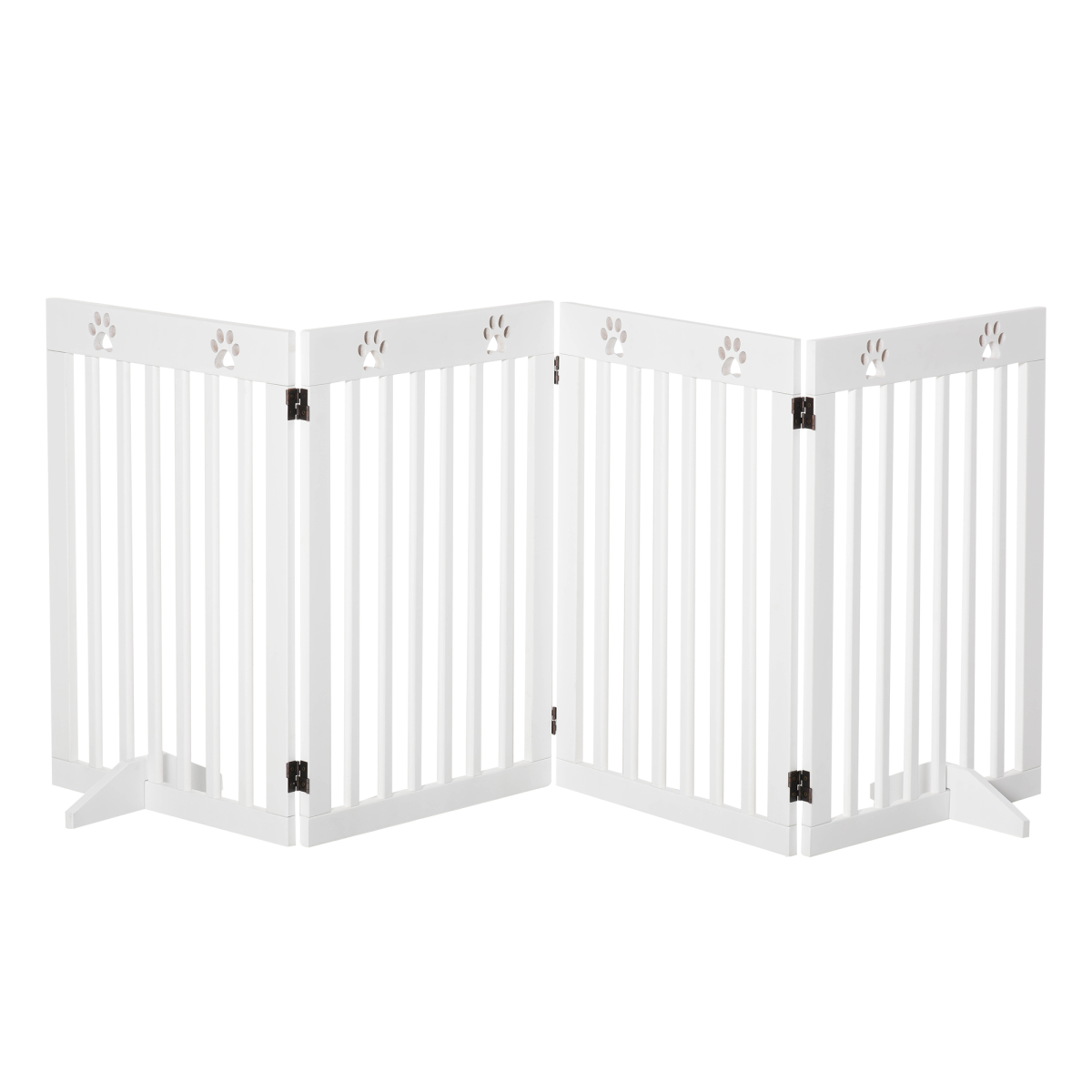 Pawhut Foldable Freestanding Dog Gate with Support Feet – MDF Pet Safety Barrier for Doorways & Stairs, White