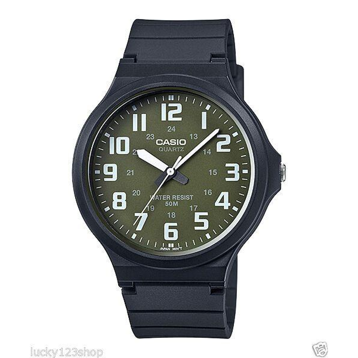 Casio Men's Analogue Watch – Green Dial, White Numbers, Japanese Quartz, MW-240-3BVDF