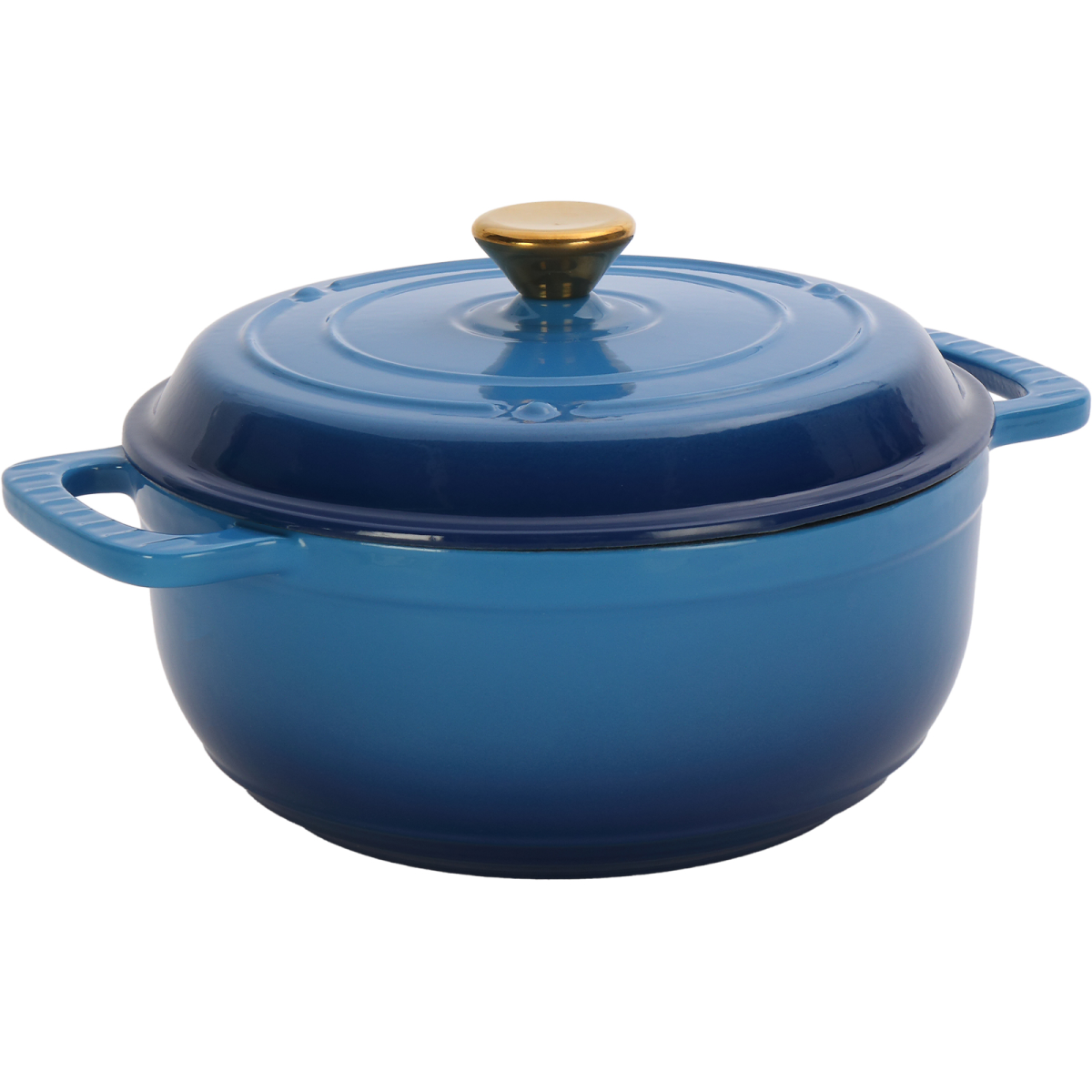 Cast Iron 6QT Enamel Cooking Pot with Lid and Two Silicone Gloves – Casserole Dutch Oven, Gradient Blue