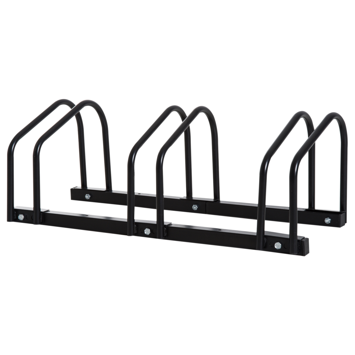 HOMCOM 3-Bike Parking Rack, Galvanised Steel Floor or Wall Mounted Bicycle Stand – Detachable Cycle Storage, Black