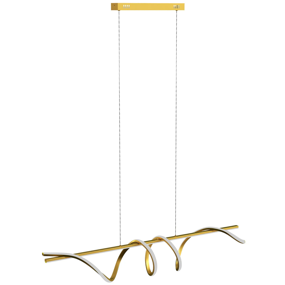 HOMCOM LED Spiral Pendant Light with 3 Colour Temperatures and Adjustable Height – Gold Tone Ceiling Light