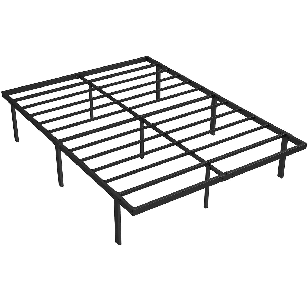 HOMCOM 4ft6 Double Metal Platform Bed Frame with Underbed Storage and Steel Slats – No Box Spring, Black