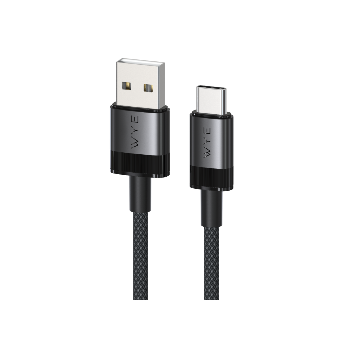 WYE 60W Braided USB-A to USB-C Fast Charge and Sync Cable, 3m – Quick Charging and Data Transfer, Black