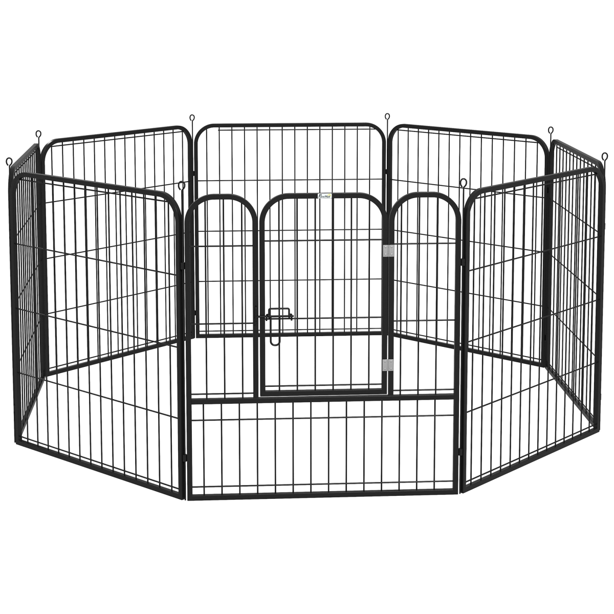 Pawhut 8-Panel Metal Pet Playpen for Dogs and Puppies – Folding Indoor and Outdoor Run Fence with Lockable Door
