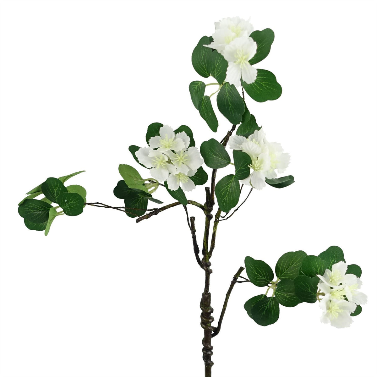 Leaf Artificial Flower Foliage Spray with Silk Flowers and Wired Stems – 60cm Home Decor, White