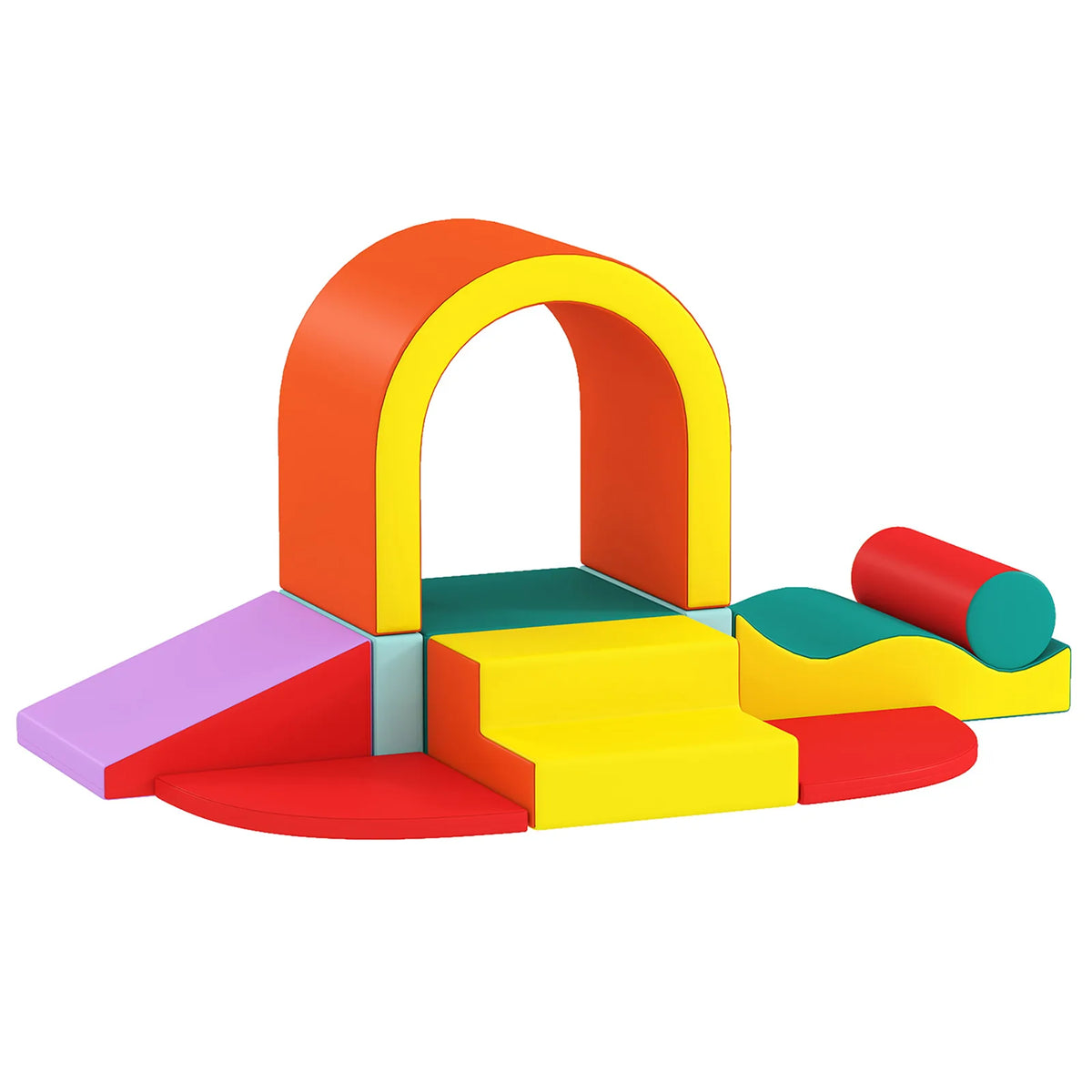 AIYAPLAY 10-Piece Kids Soft Play Set with PU Leather Foam Climbing Blocks for Climbing & Crawling