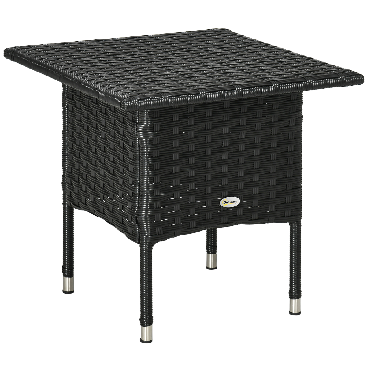 Outsunny PE Rattan Outdoor Coffee Table with Galvanised Steel Frame – Patio & Garden Side Table, Black