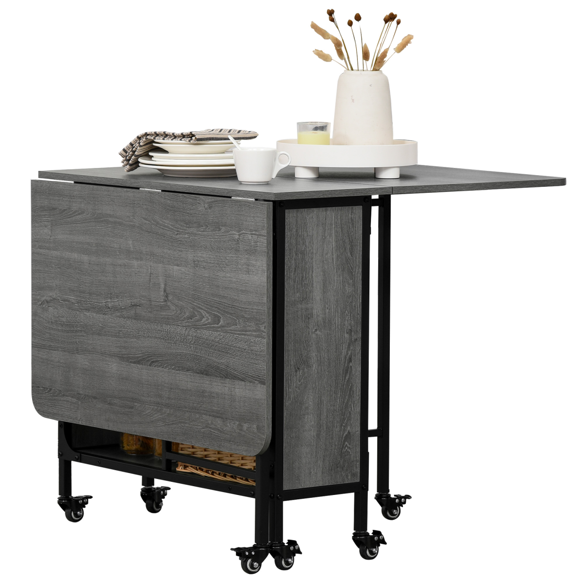 Mobile drop leaf kitchen table