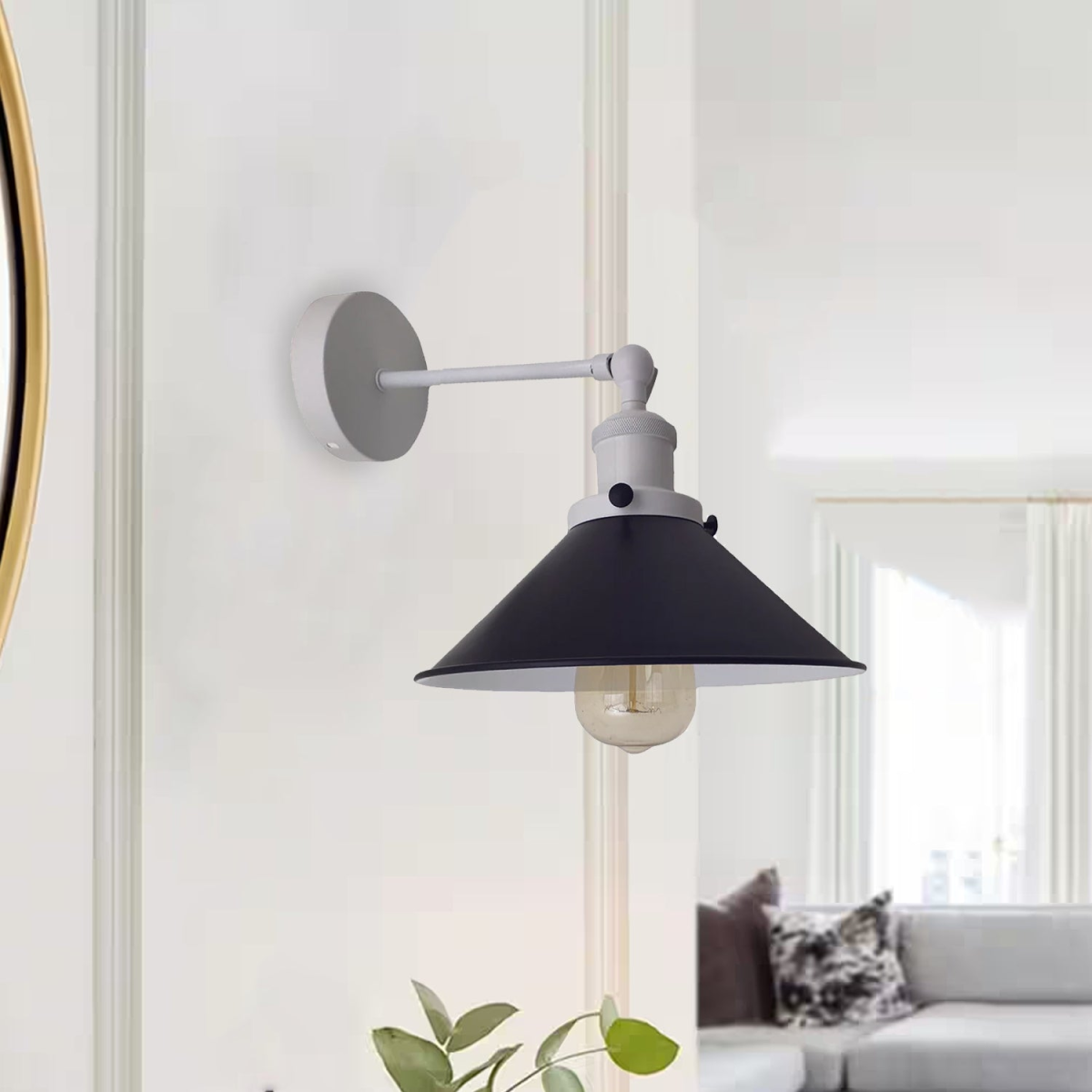 Adjustable Black & White Wall Sconce