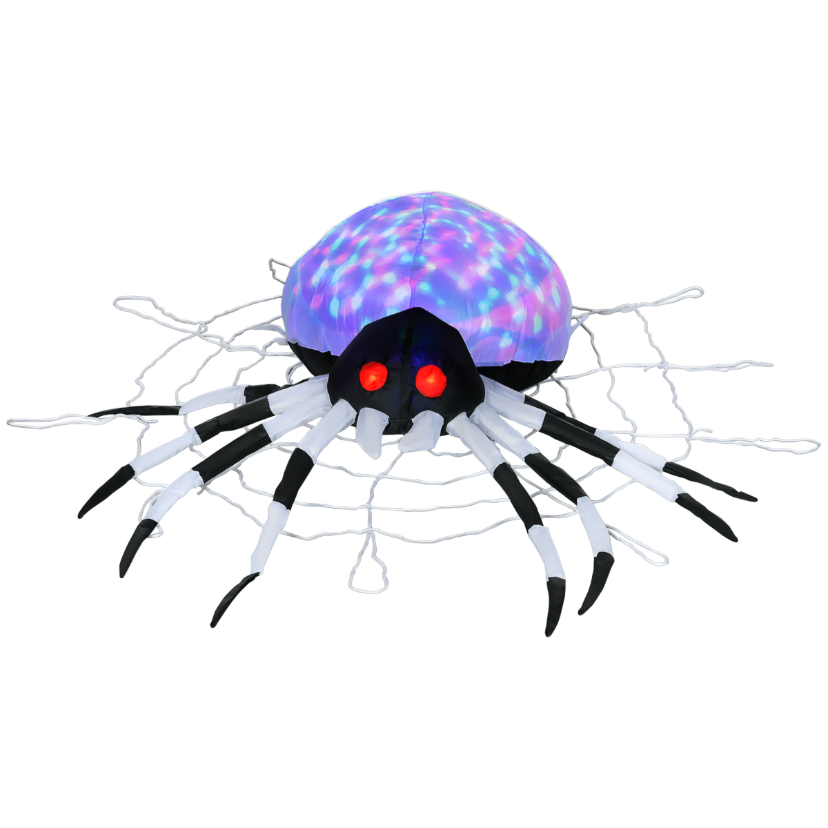 HOMCOM 5ft Halloween Inflatable Spider with LED Lights – Outdoor Garden Display, Cobweb Design, IP44