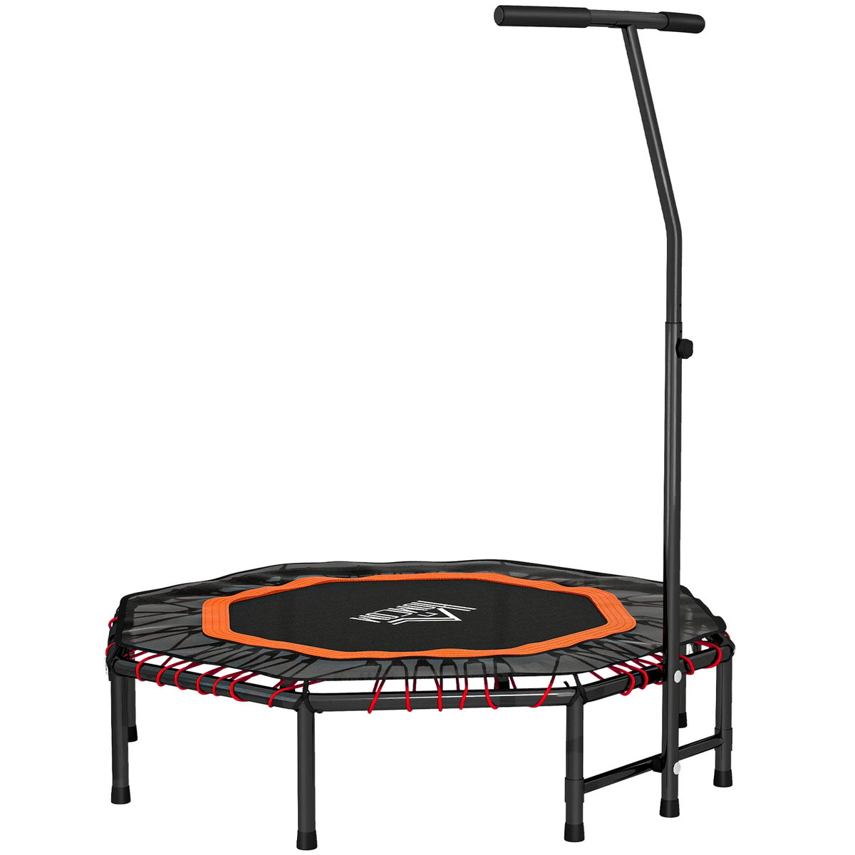 HOMCOM Fitness Trampoline with Adjustable Handle & 150kg Max Load – Foldable Low-Impact Rebounder for Adults