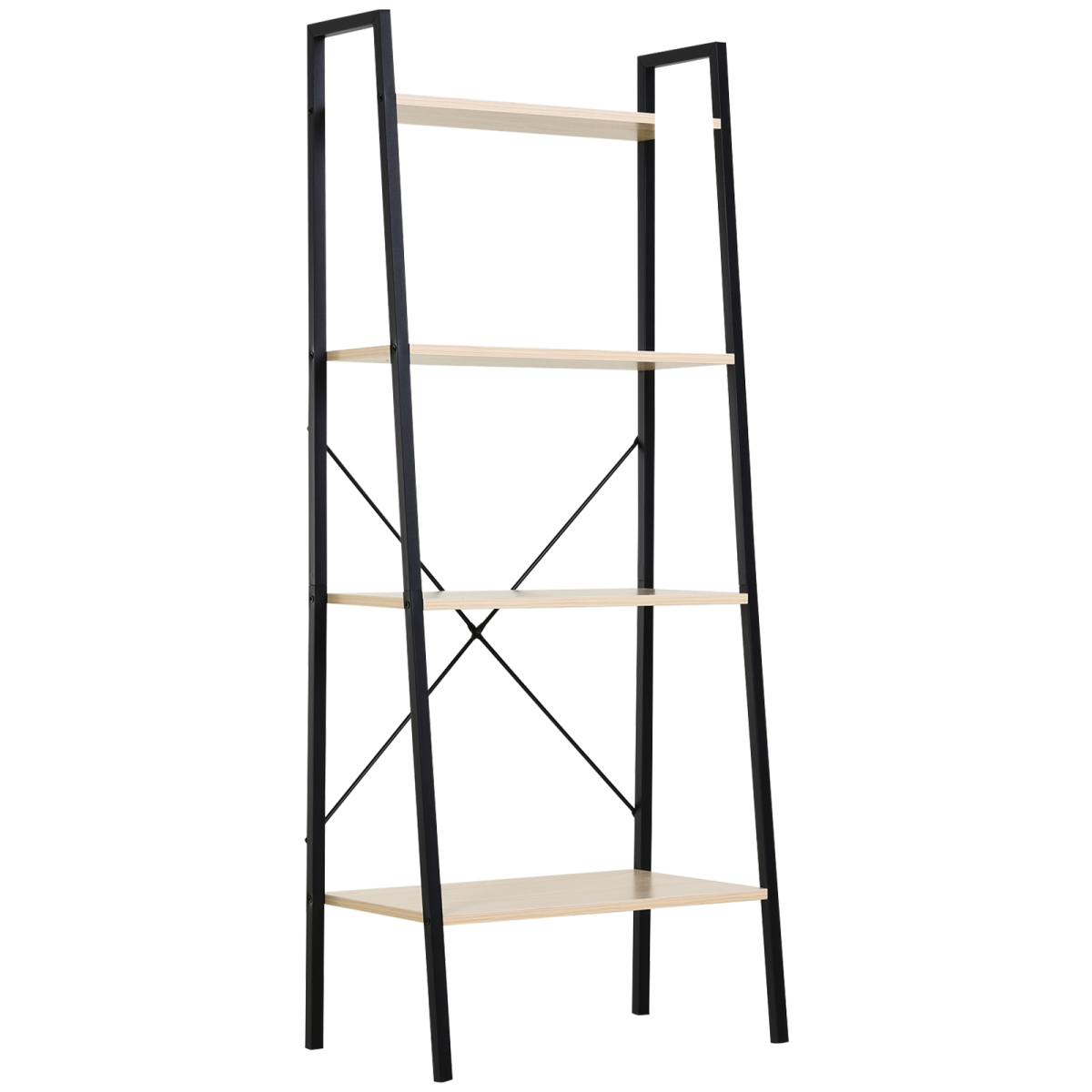 4-Tier Minimalist Ladder Shelf Unit with Steel Frame & MDF Shelves – Home Display Storage Bookcase