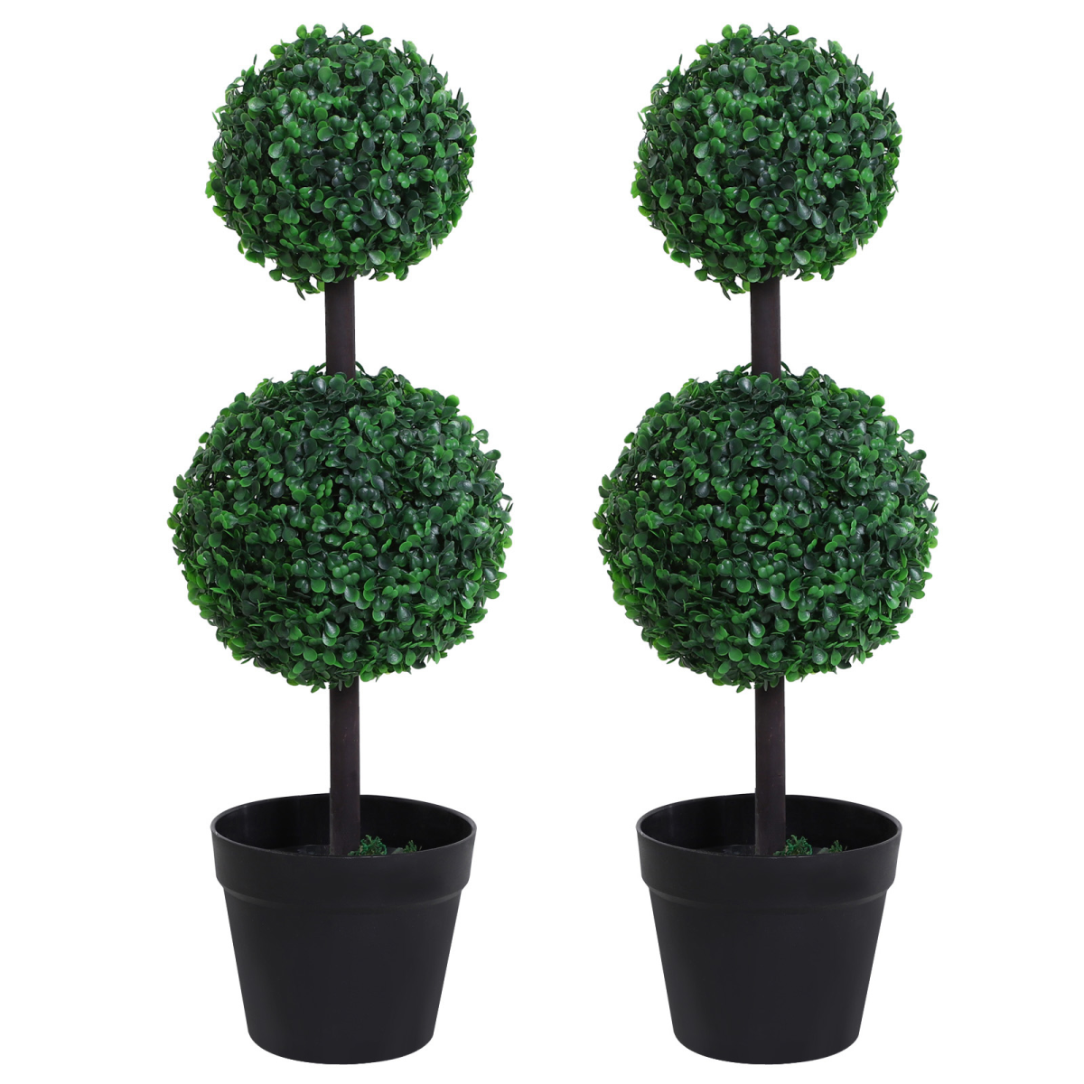 Artificial Double Boxwood Ball Topiary Trees – Set of 2, Green