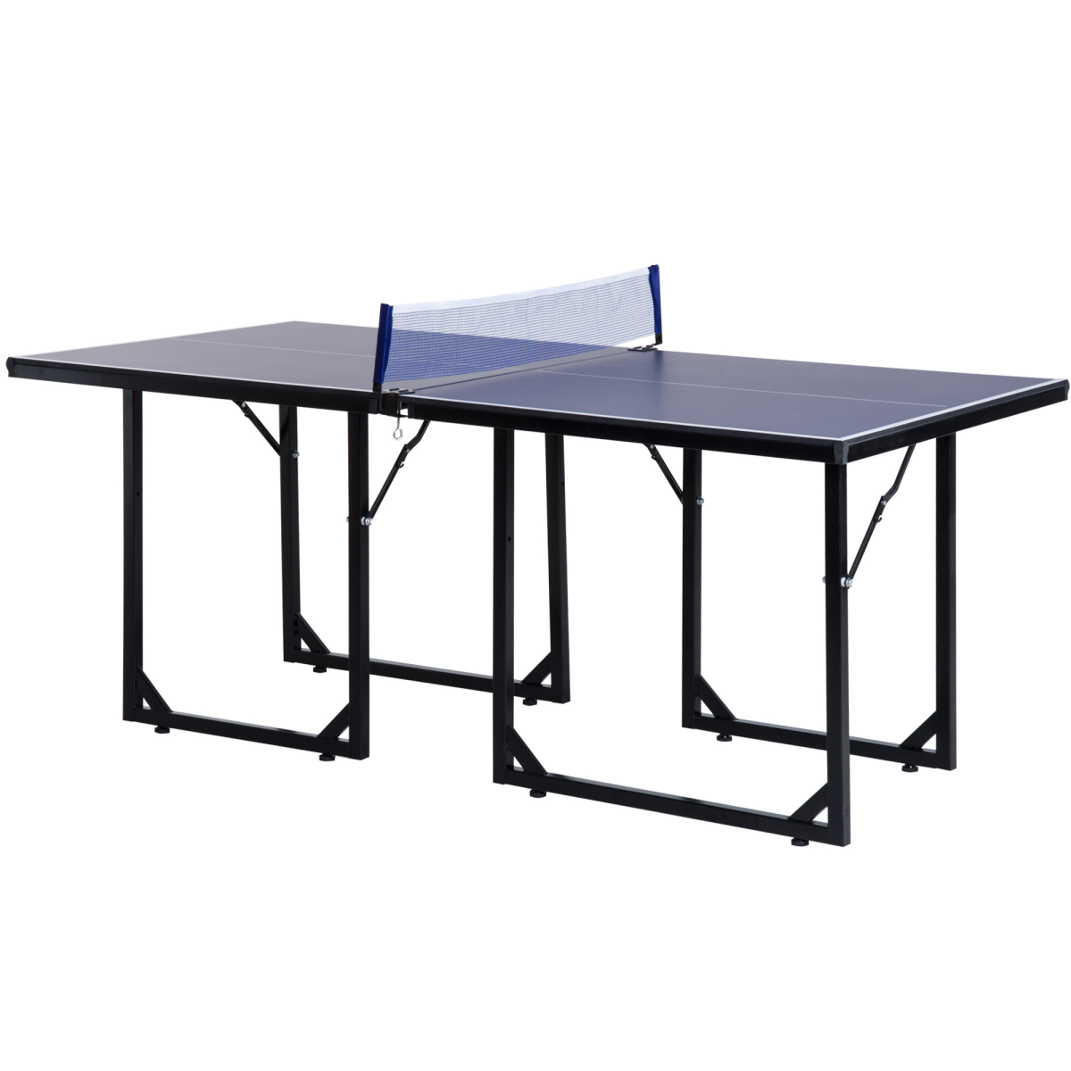 HOMCOM Foldable Table Tennis Table with Net, Steel Frame – Indoor Ping Pong Table, Blue