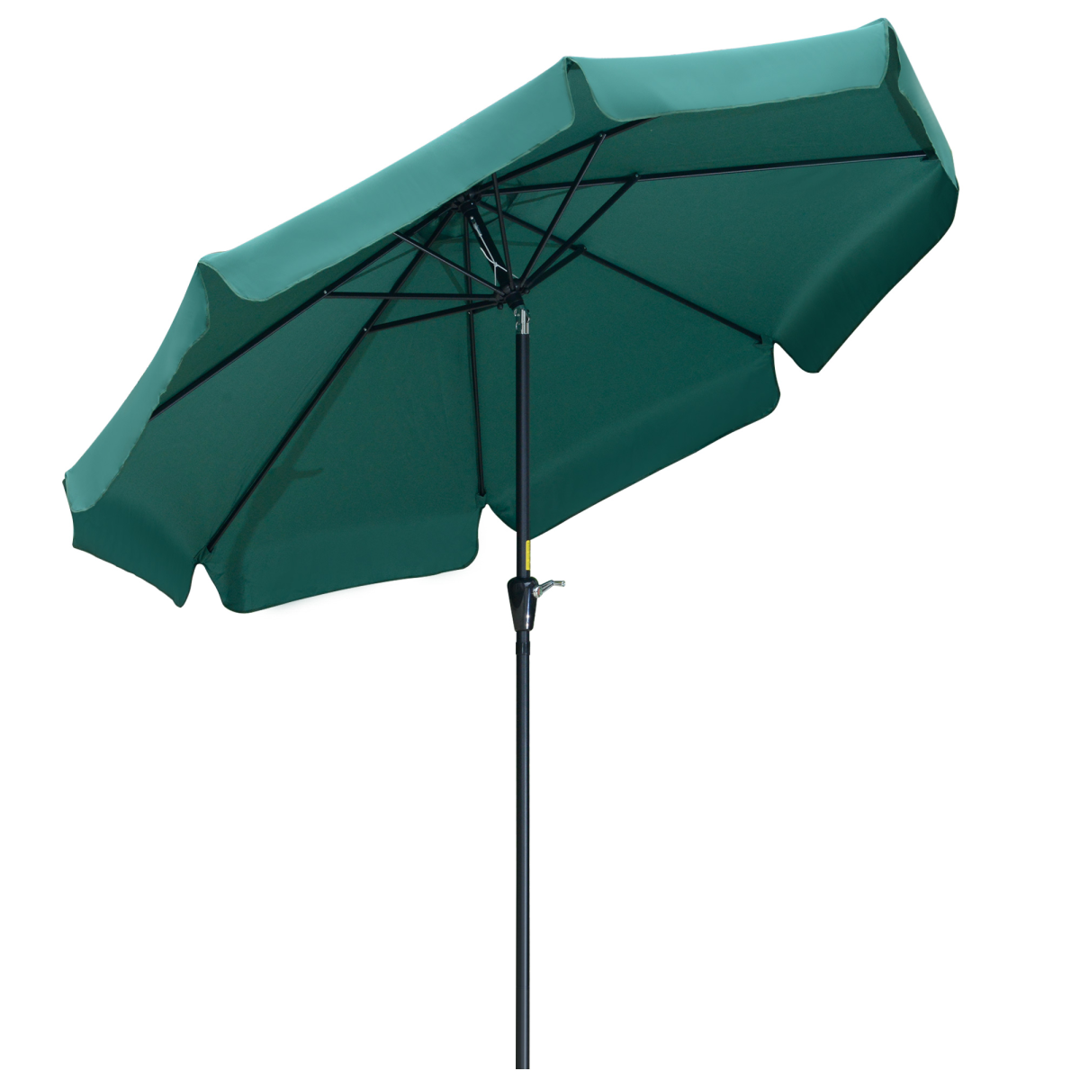 Outsunny 2.66m Scalloped Garden Patio Umbrella with Crank Handle & Push-Button Tilt – 4–6 Seater, Green