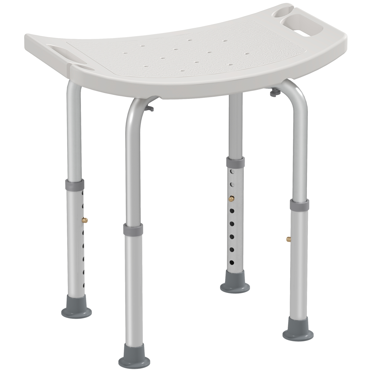 HOMCOM Mobility Shower and Bath Stool with Adjustable Height and Non-Slip Suction Feet – Aluminium Seat
