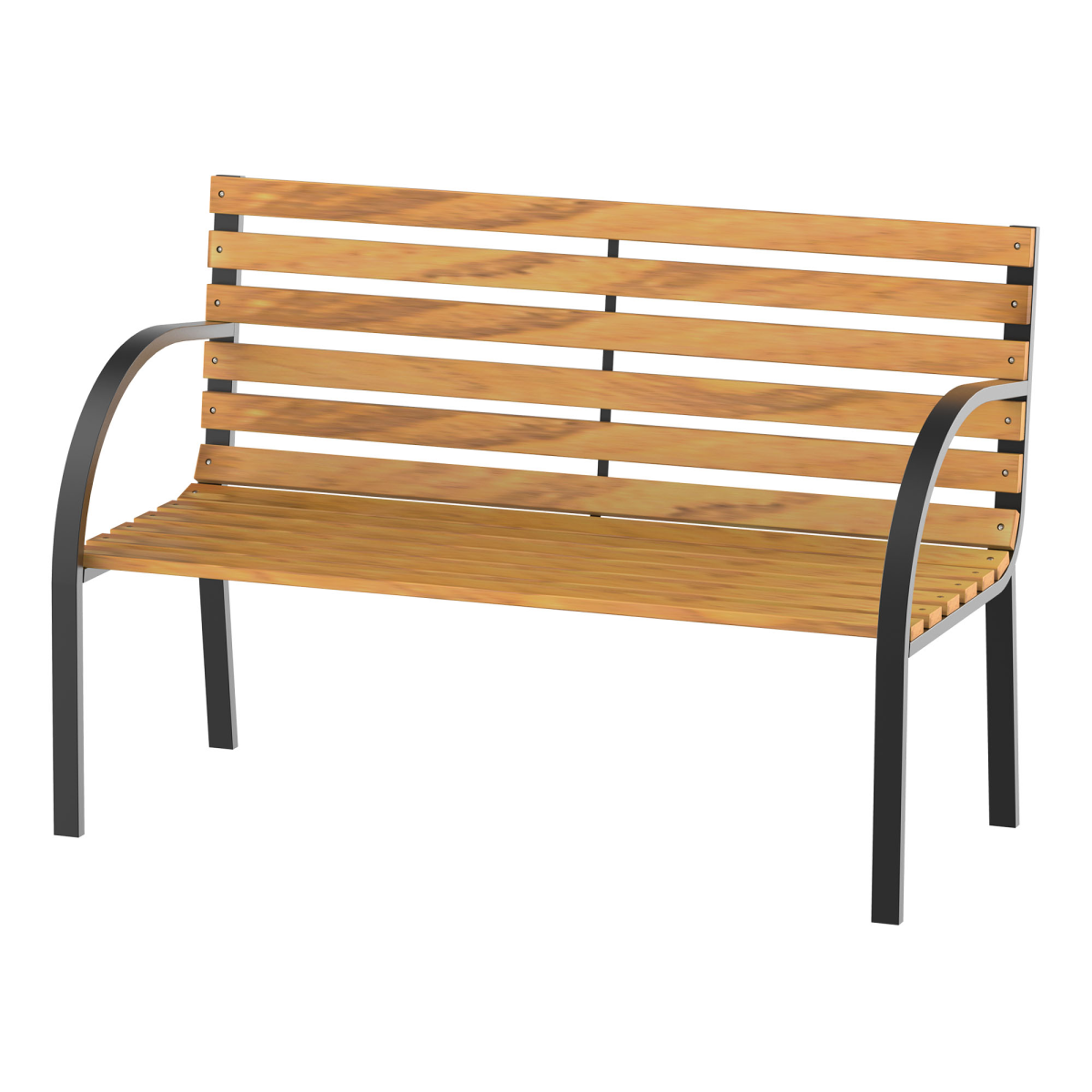 Outsunny 2-Seater Garden Bench with Steel Frame and Hardwood Slats, 122 x 60 x 80cm
