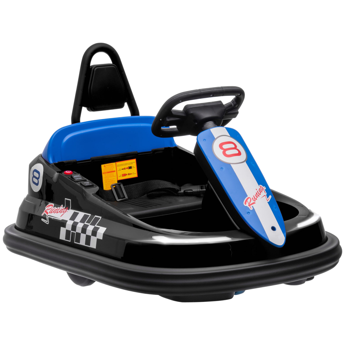 HOMCOM 6V Kids Bumper Car with 360-Degree Rotation, 2 Speeds, Music, Horn & Light Strips – Ride-On Waltzer Car