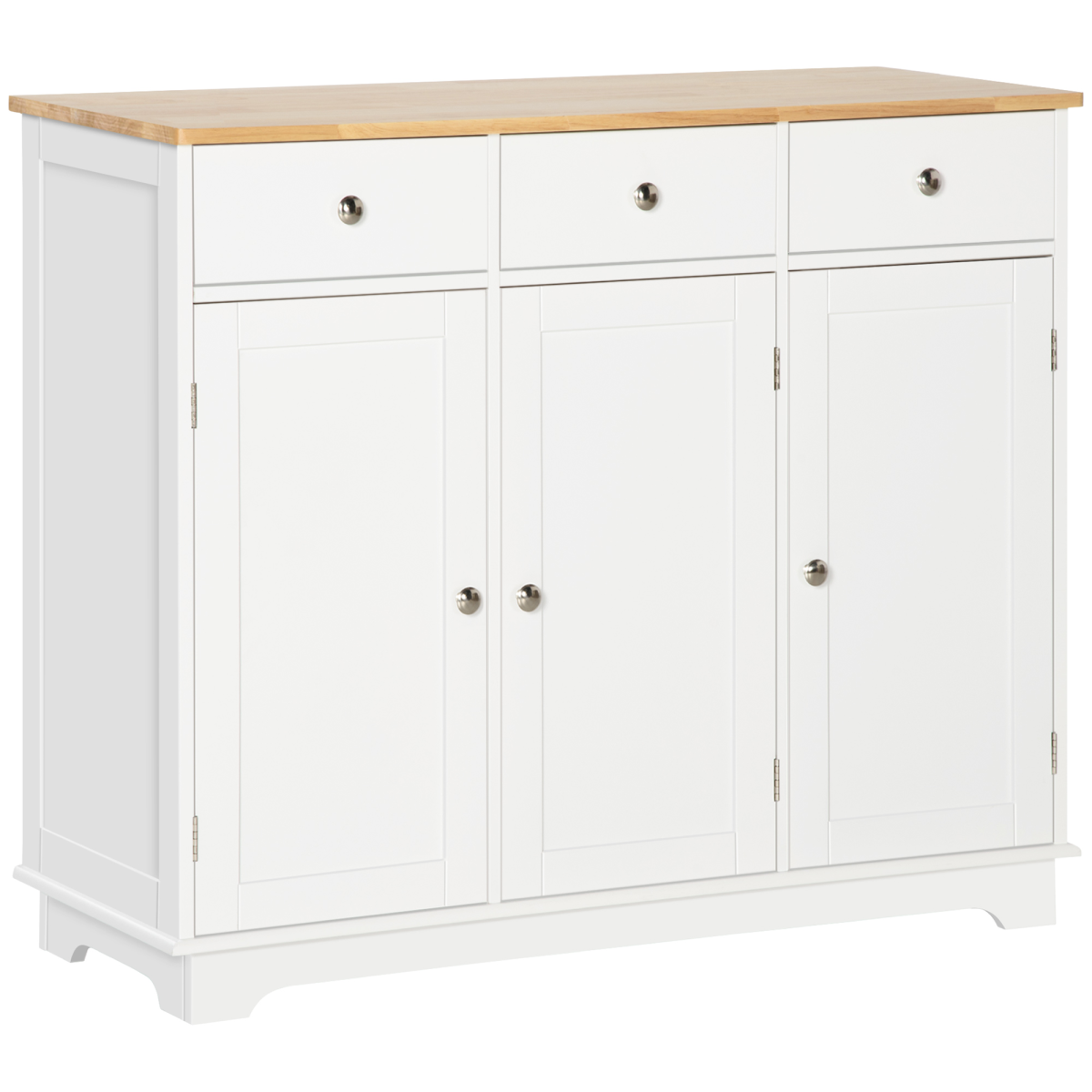 White sideboard with rubberwood top