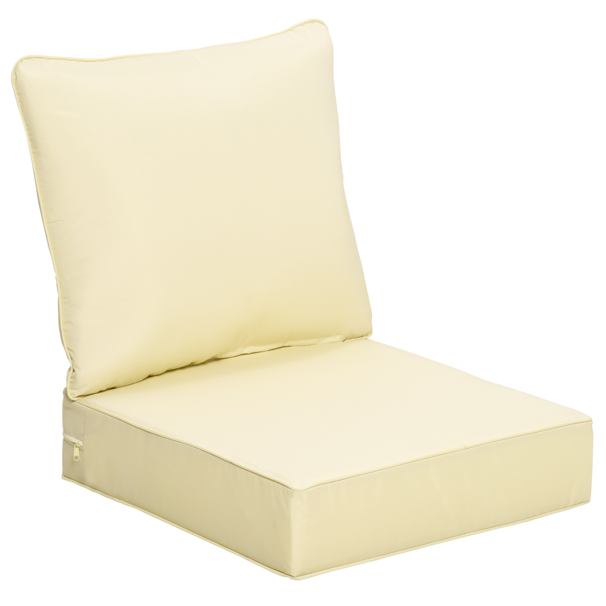 Outsunny Outdoor Seat and Back Cushion Set with 15cm Thick Filling – Deep Seating Garden Chair Cushions, Beige