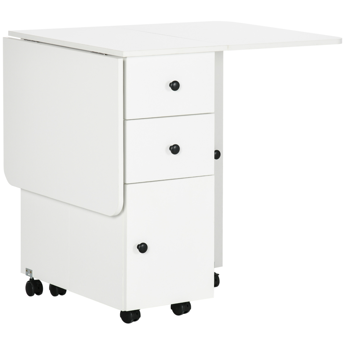 White drop leaf table with drawers